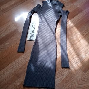 Cute Knit Fitted Open-Shoulder Sweater Dress